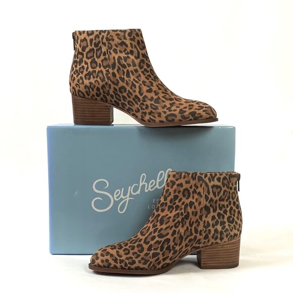 New Anthropologie's Seychelles Floodplains Leopard Suede Leather Ankle Bootie 8 - Picture 1 of 8